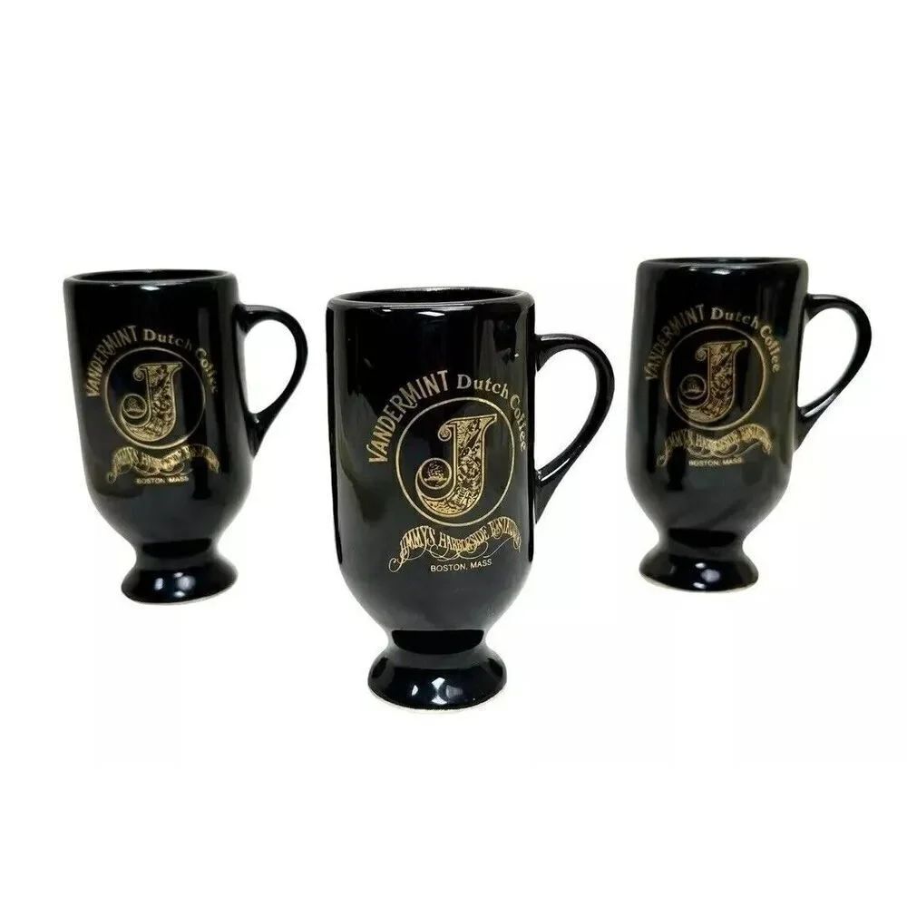 3 Vandermint Dutch Coffee Cup Boston Mass Jimmy's Harborside Restaurant 5x2.5
